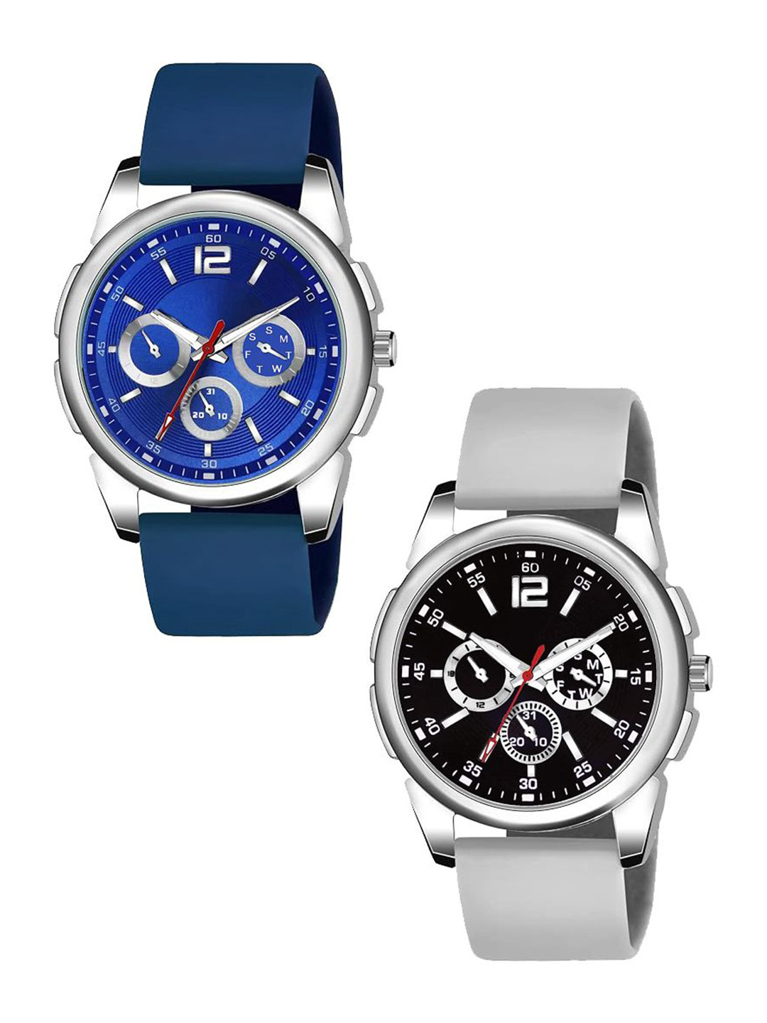 JUST LIKE Men Printed Dial & Straps Analogue Watch 883 tigada all blue&Black dial gray belt c-2