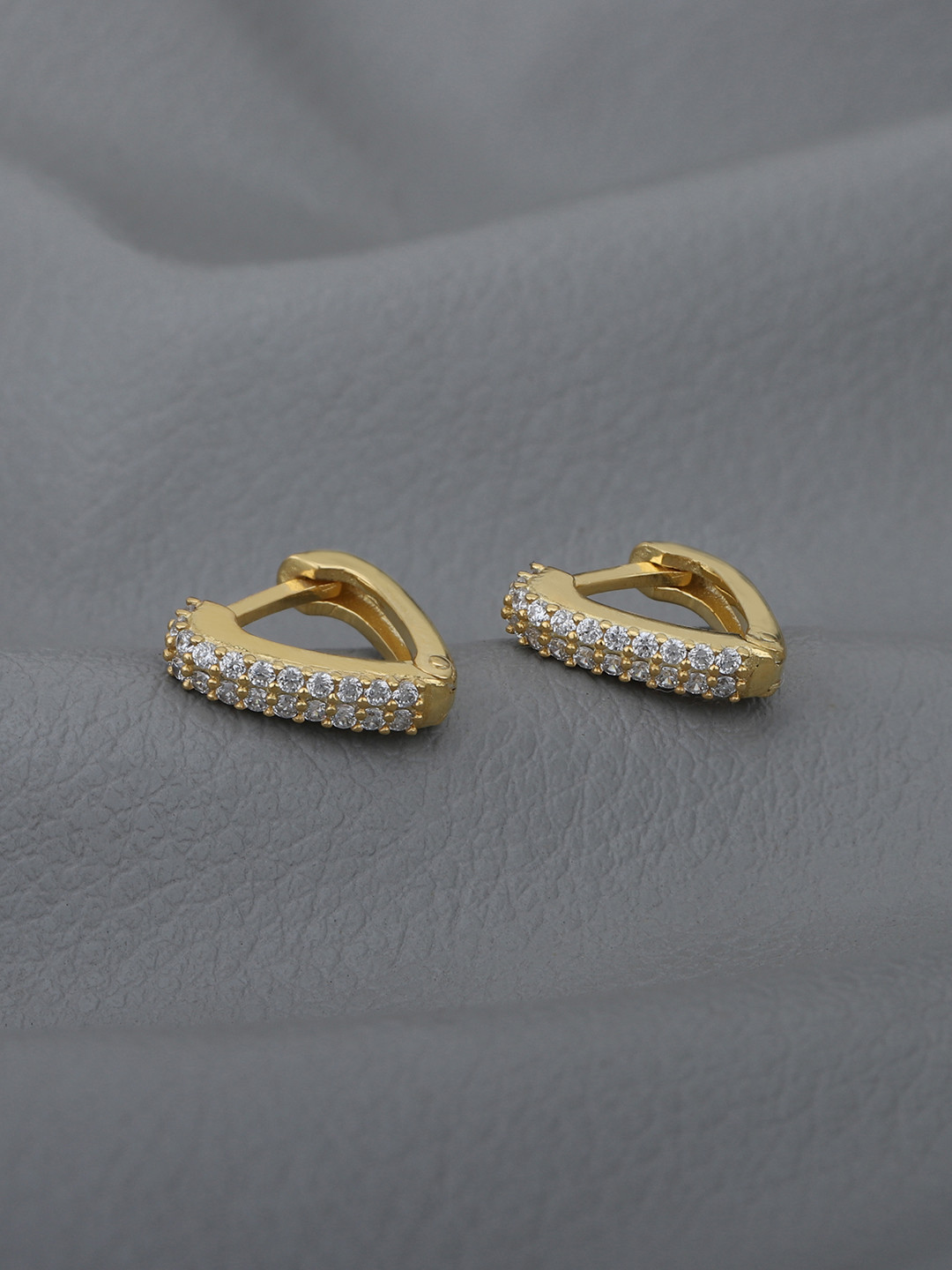 Carlton London 18kt Gold Plated with CZ Heart Hoop Earring