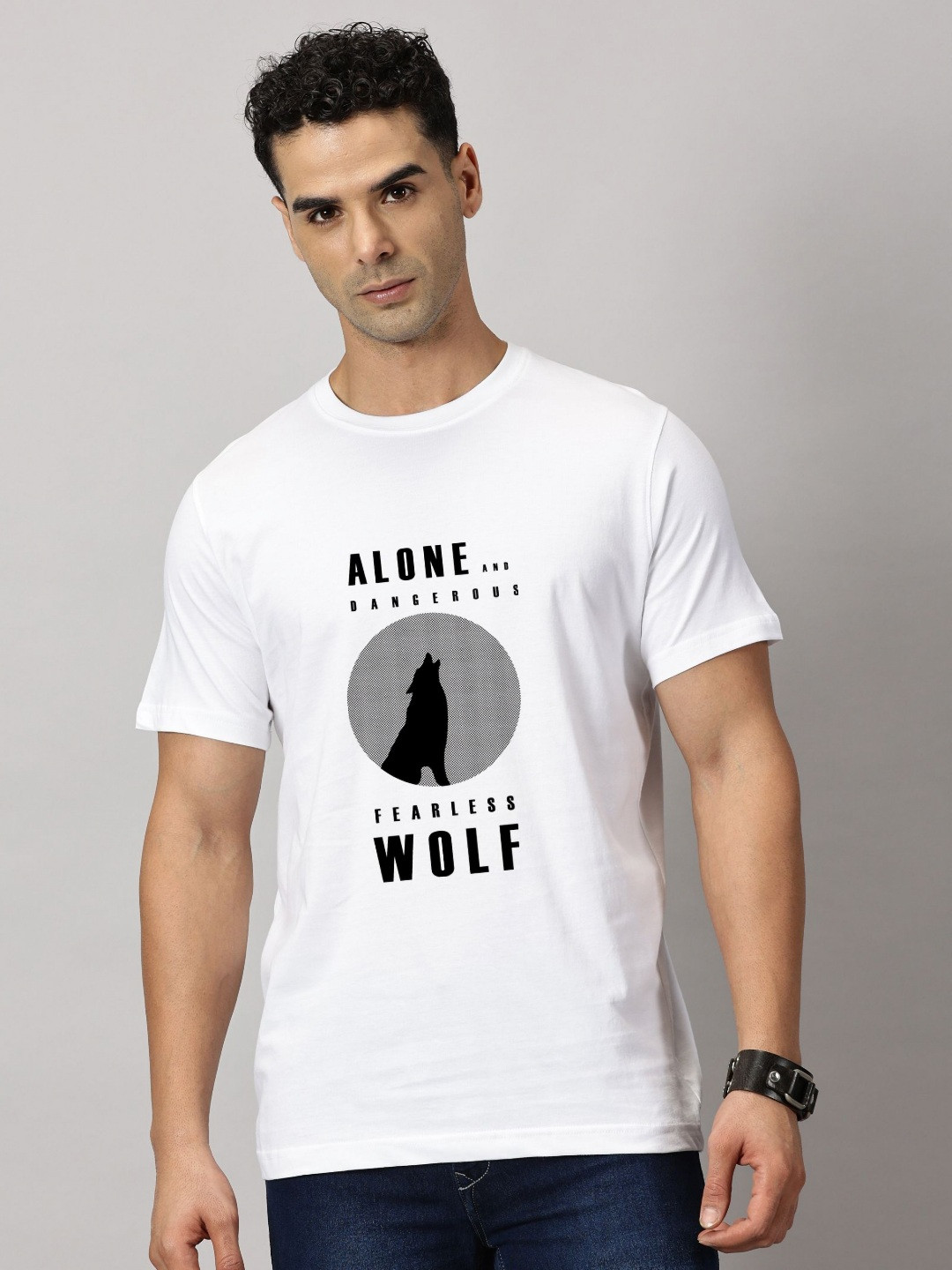 LEON Men Printed Raw Edge T-shirt