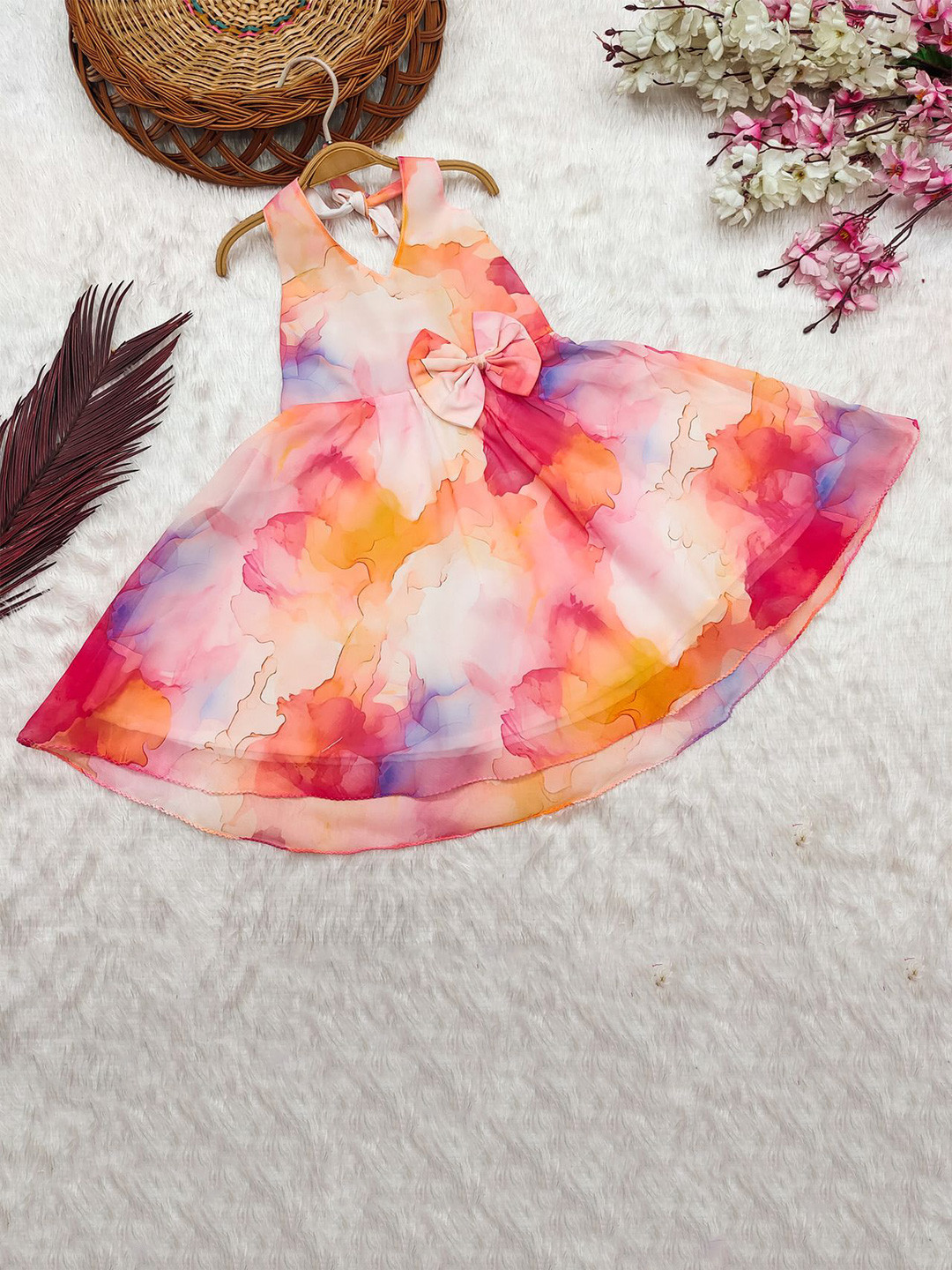 Tejam Girls Floral Printed A-Line Dress