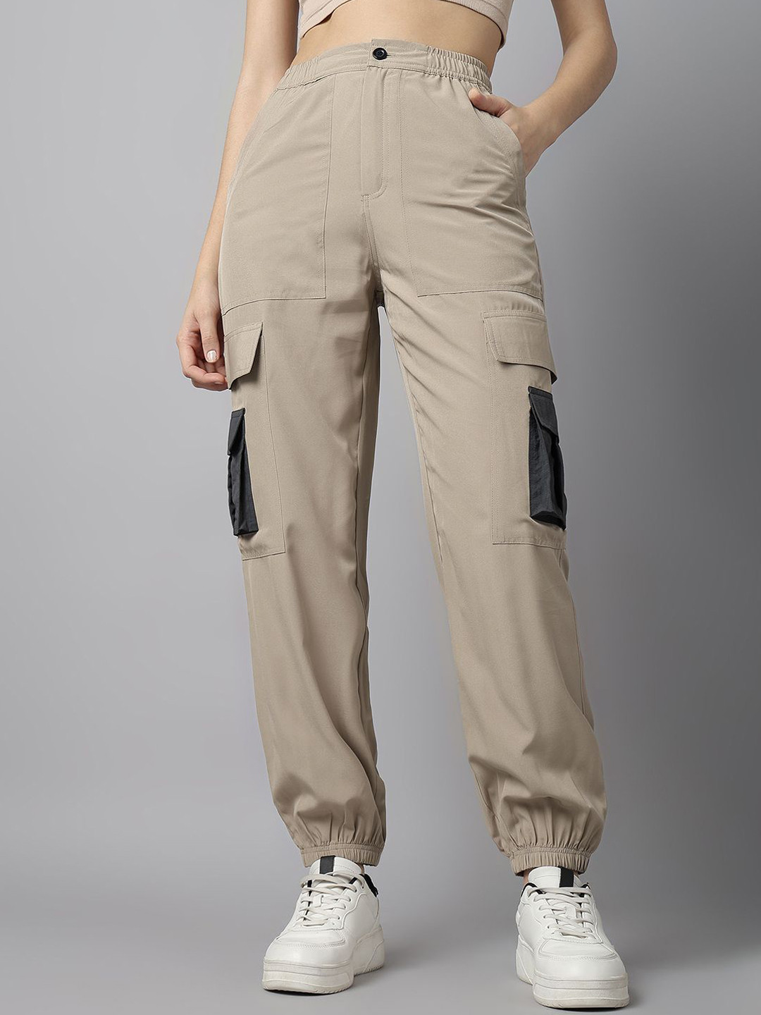 The Roadster Lifestyle Co. Colourblocked Mid Rise Trousers