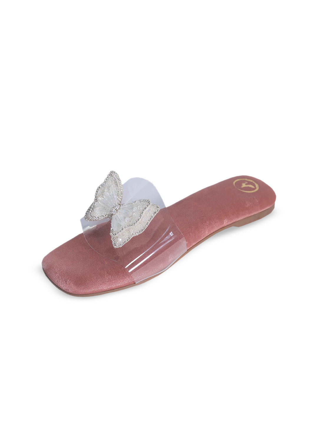 Sana K Luxurious Footwear Women Textured Party T-Strap Flats