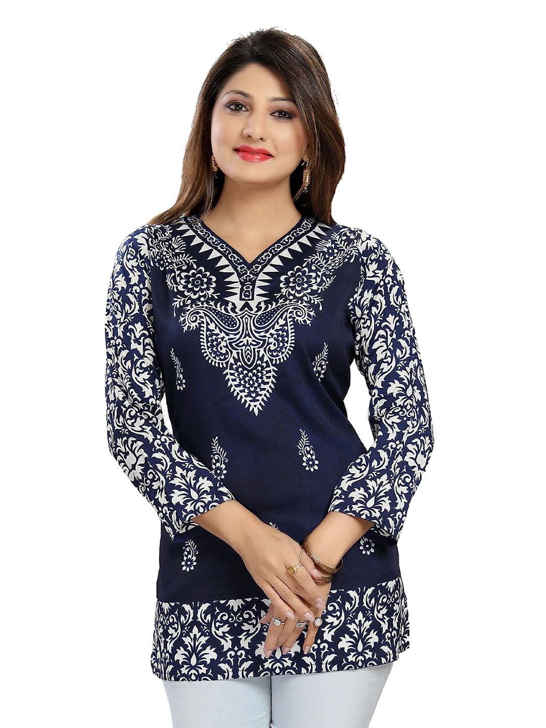Meher Impex Women Floral Printed Sweetheart Neck Crepe Top