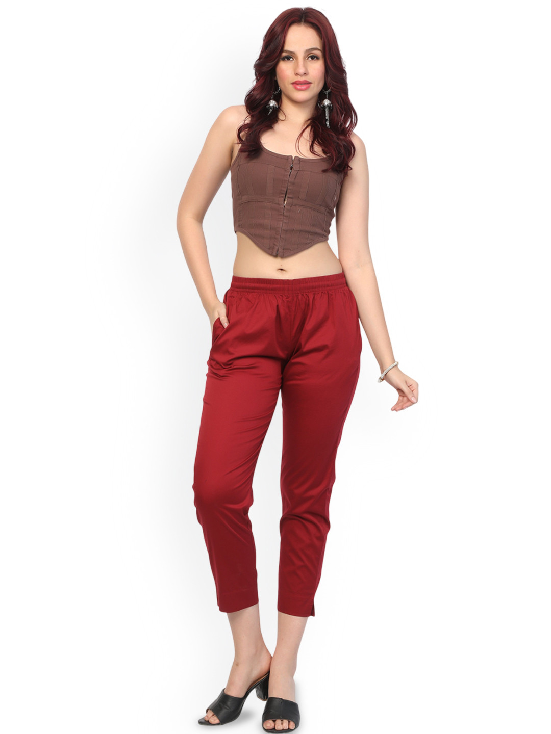 BABRU Women Straight Fit Cropped Trousers