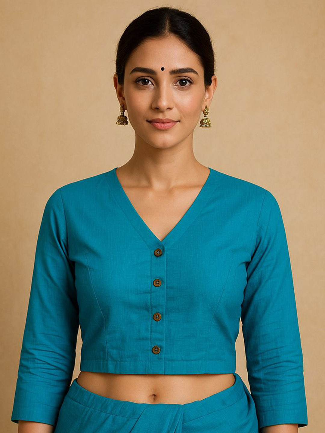 HOUSE OF MAITHILI Elegant Hand Embroidered Pure Cotton Saree Blouse