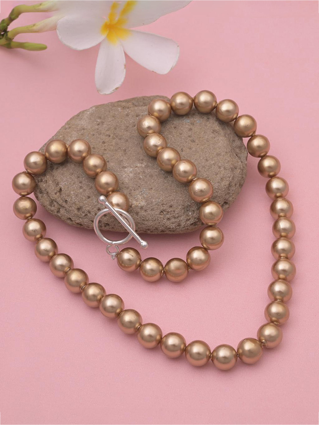 Ovana jewels 925 Sterling Silver Pearls Beaded Necklace