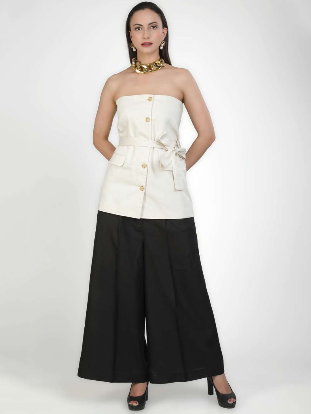 KOVET Tube Top & Wide Leg Trousers Co-Ord Set
