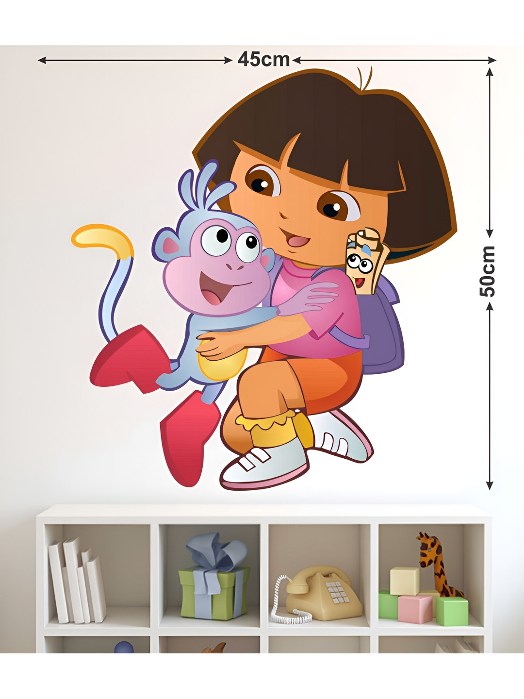 LANSTICK Red & Purple Dora & Buji Printed Self Adhesive Wall Sticker