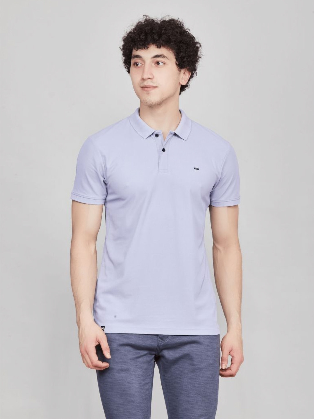 Nostrum Cherry Half Sleeve Lavender Plain Polo T-shirt