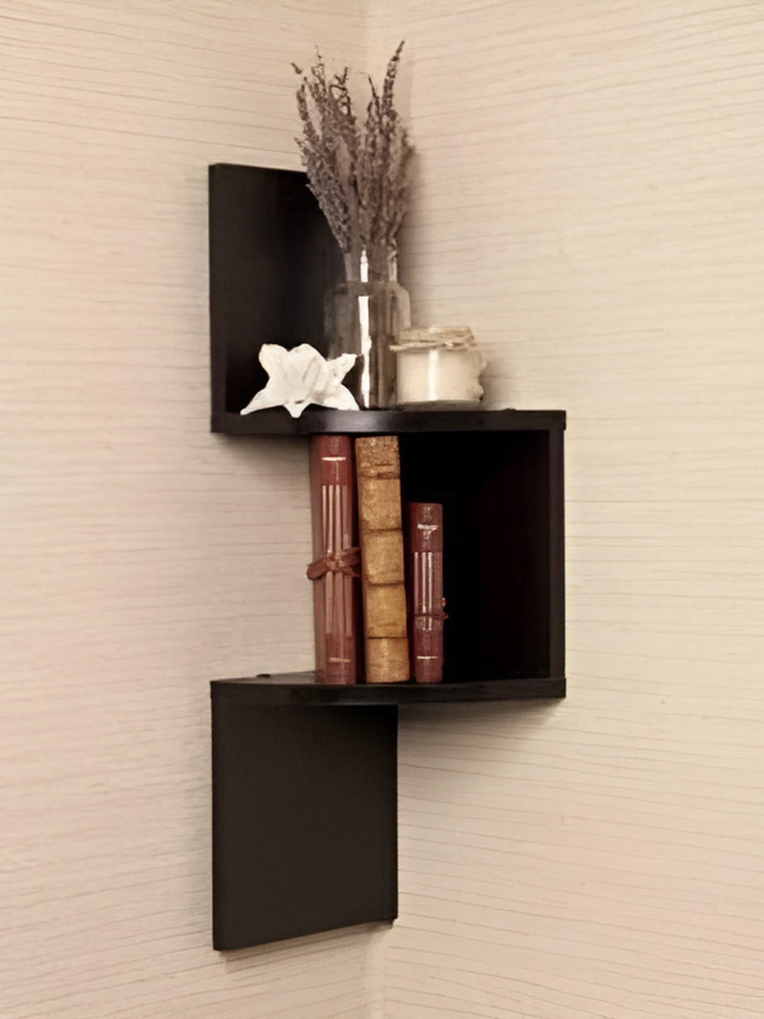 Xtenshion Crafts Brown Wood Corner Wall Shelf