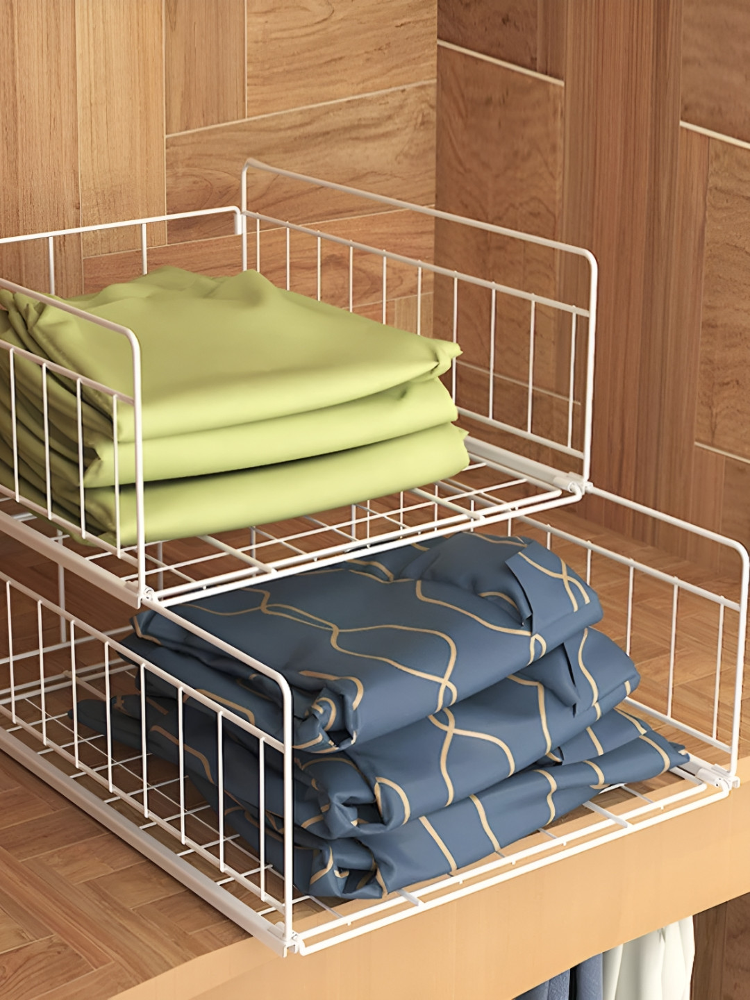 Arhat Organizers White Multi-Utility 2-Tier Wardrobe Stackable Organisers