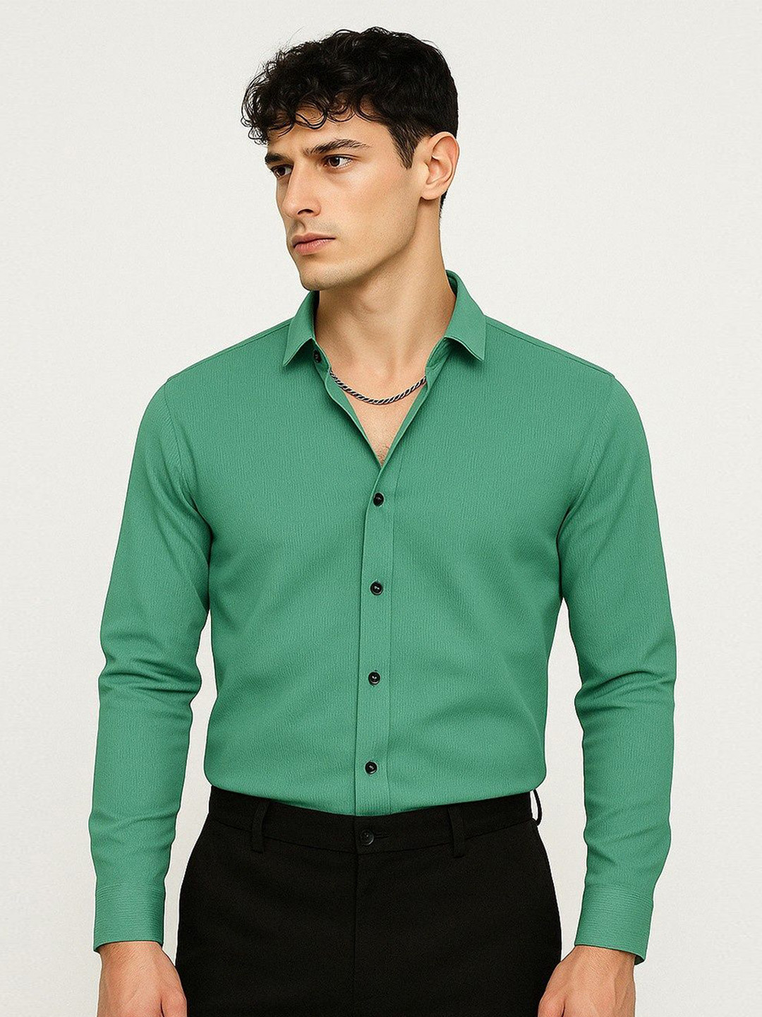 VORTEX Men Original Fit Textured Spread Collar Casual Shirt