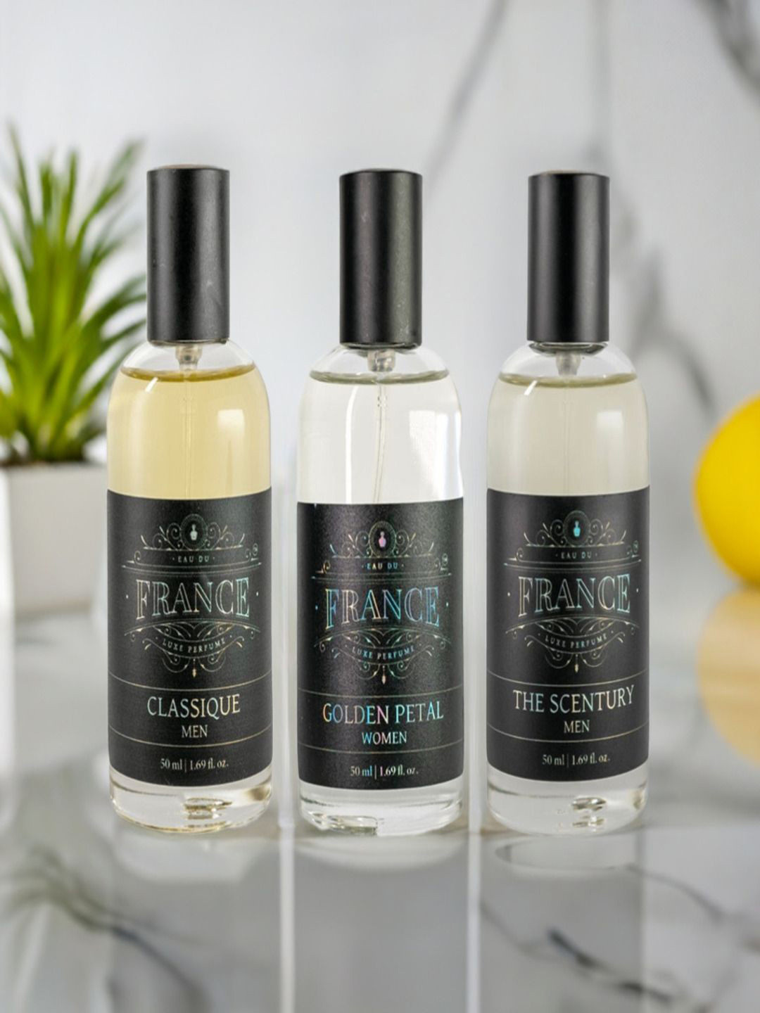 Eau DuFrance Set Of 3 Classique, Golden Petal & The Scentury Eau De Parfum - 50 ml Each
