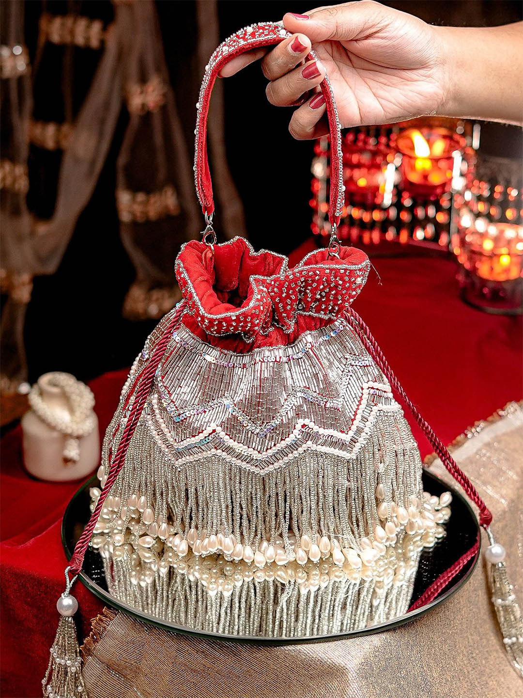 NR By Nidhi Rathi Embellished Water Resistant Potli Bag