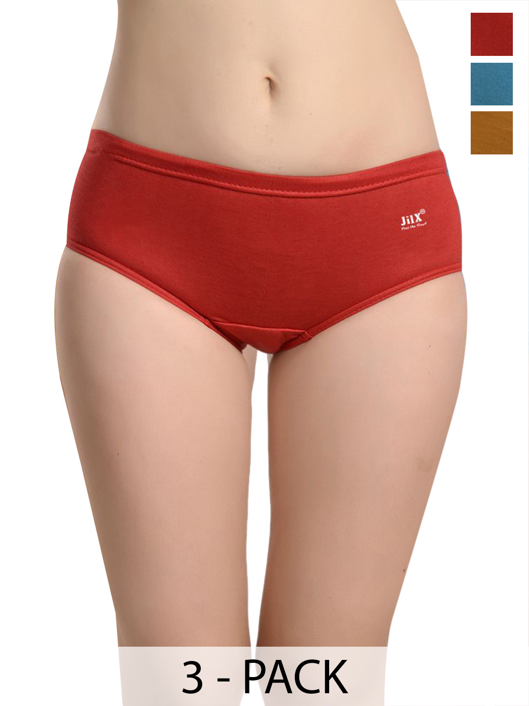 JIL X Pack Of 3 Cotton Hipster Briefs MY-JILX-PRO1-PLAIN-IE-3PC