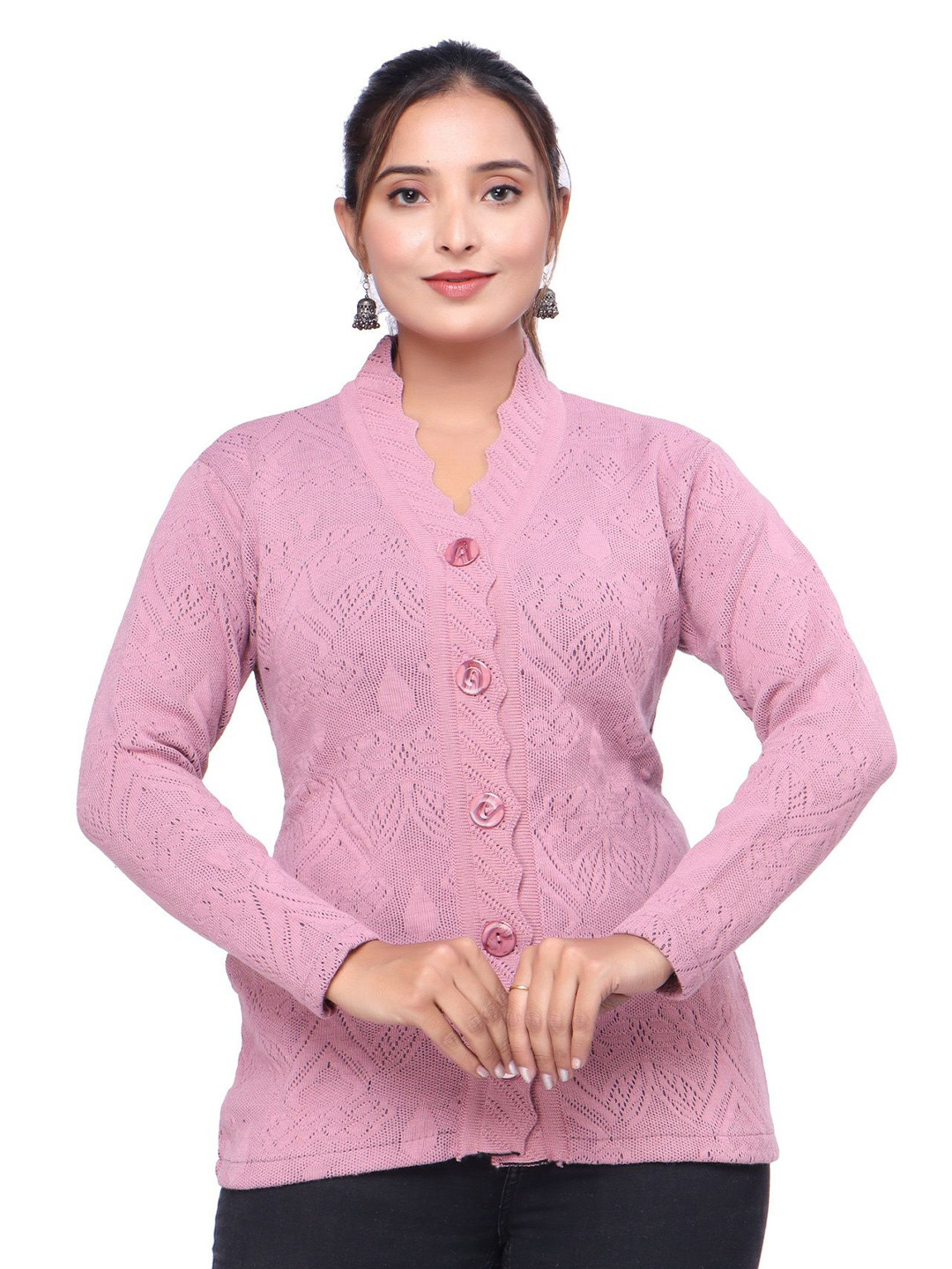 WOOL 4U Women V-Neck Woollen Cardigan