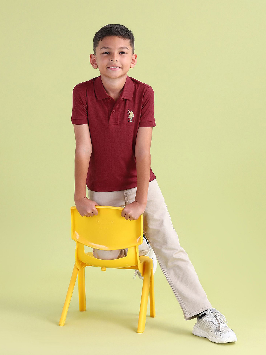 U.S. Polo Assn. Kids Self Design Brand Logo Polo Collar T-shirt