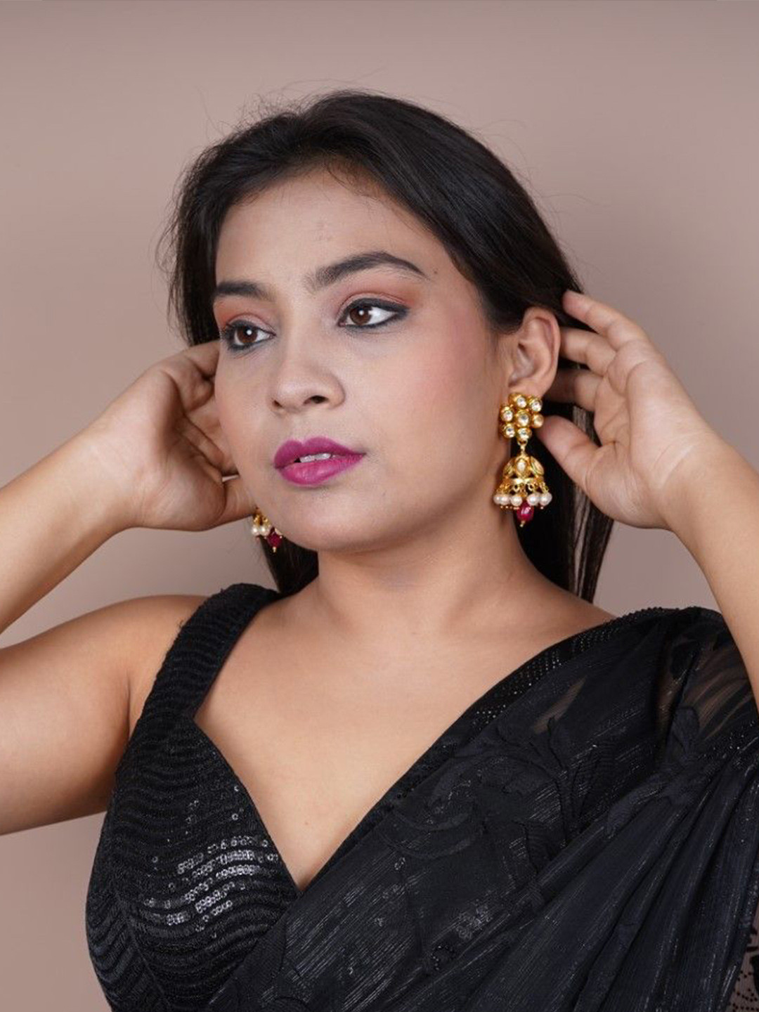 FASHION EMPIRE Handcrafted Pachi Jhumka Earrings Traditional Gold-Tone Jewelry