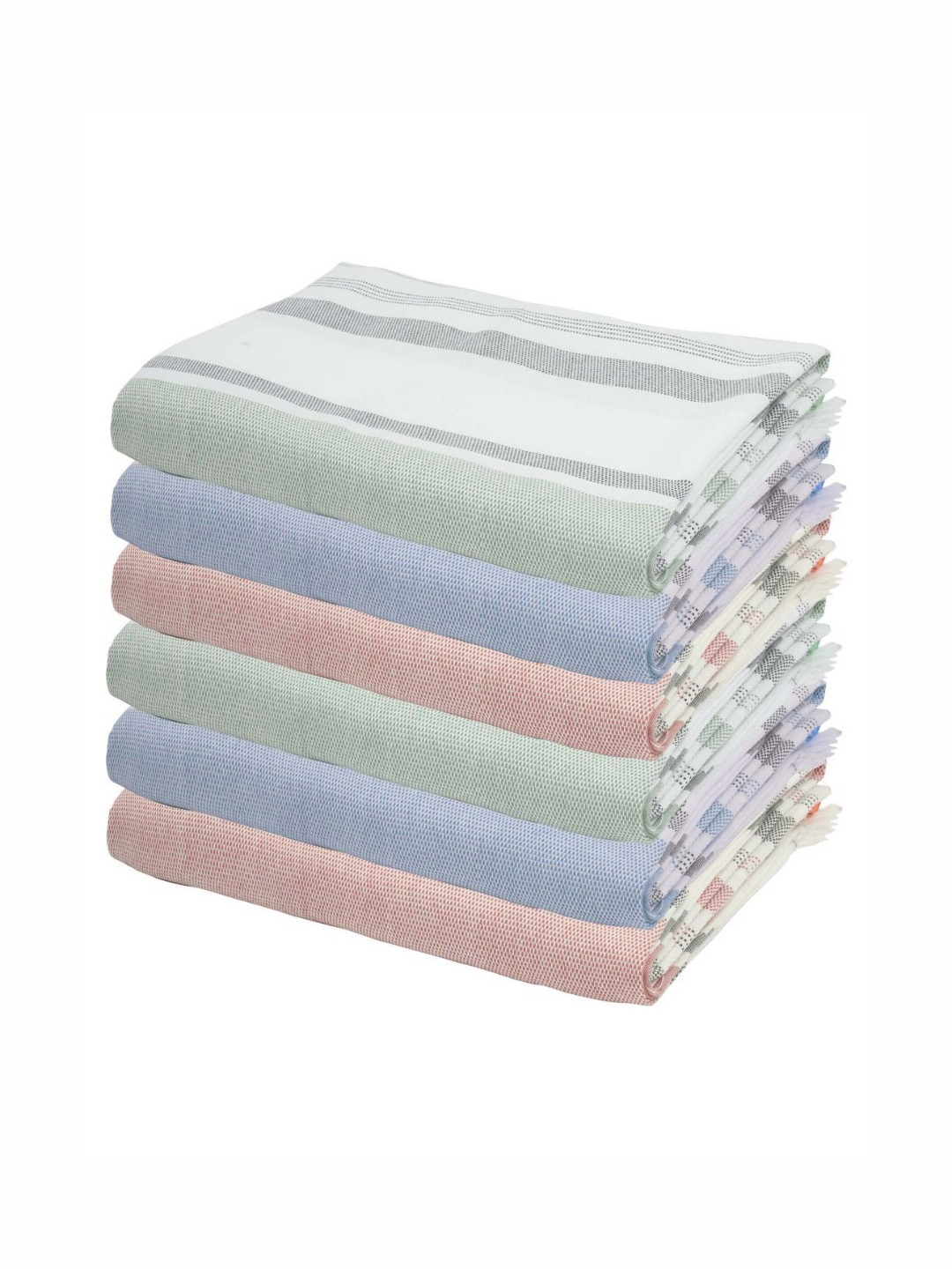 The Bath Community Green & White Striped 225GSM Set of 5 Anti-Bacteria Bath Towel
