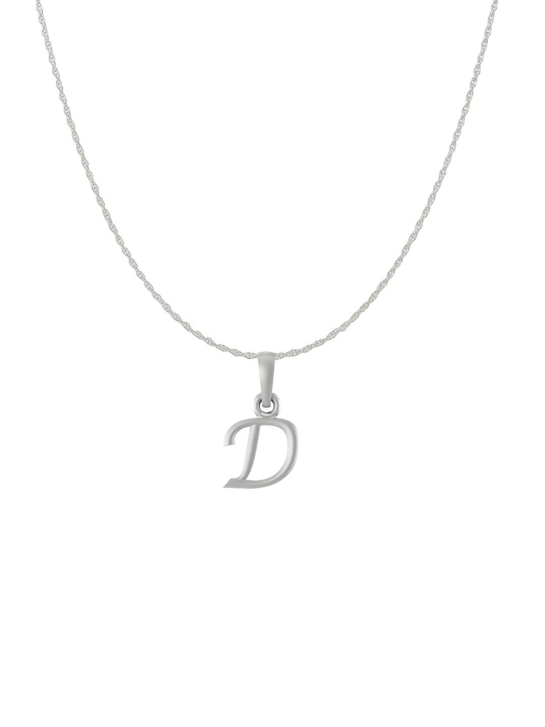 Metronaut 92.5 Sterling Silver D Alphabet Pendant with Rope Chain