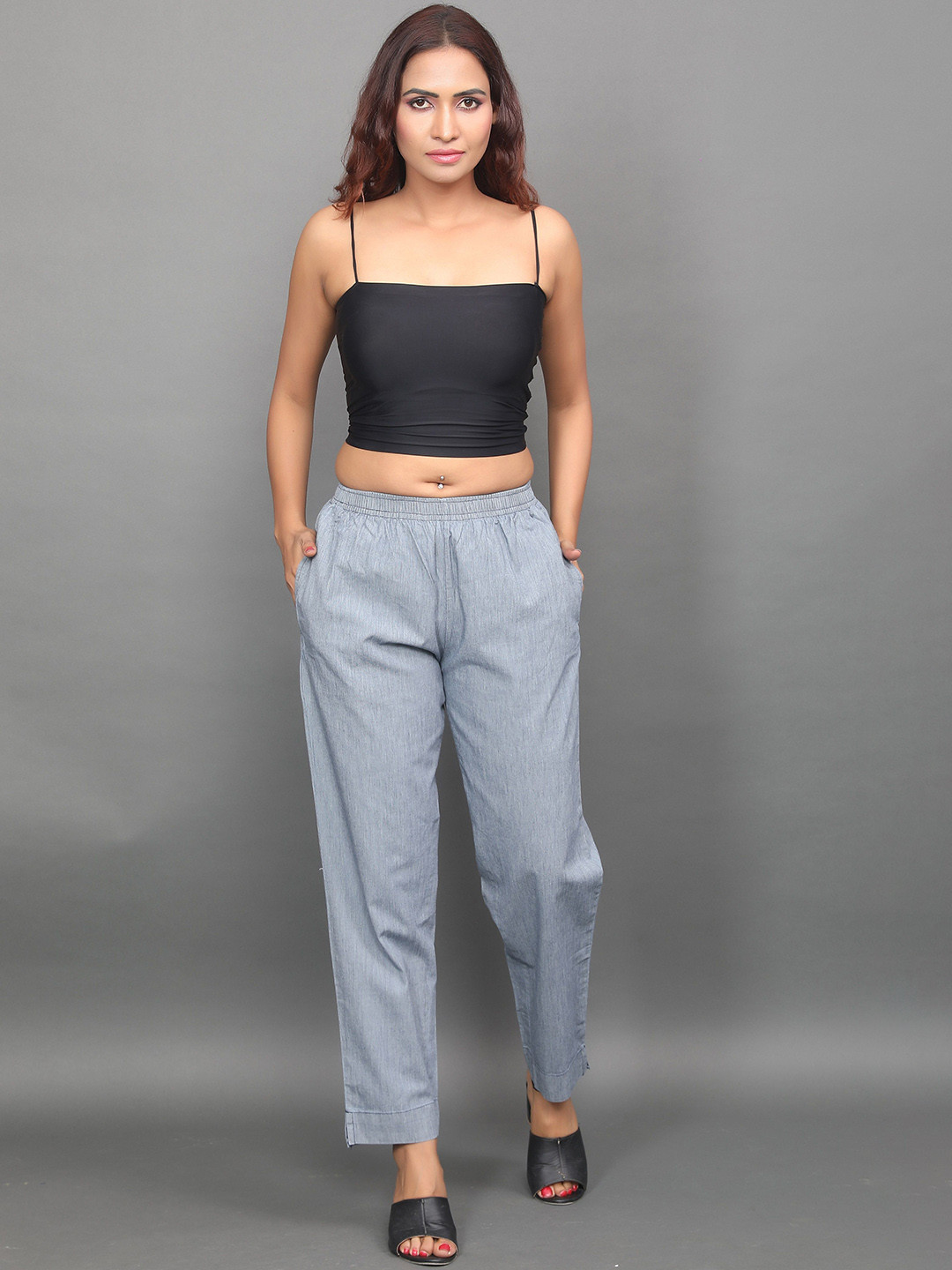 BABRU Women Solid Relaxed Fit Cigarette Trousers