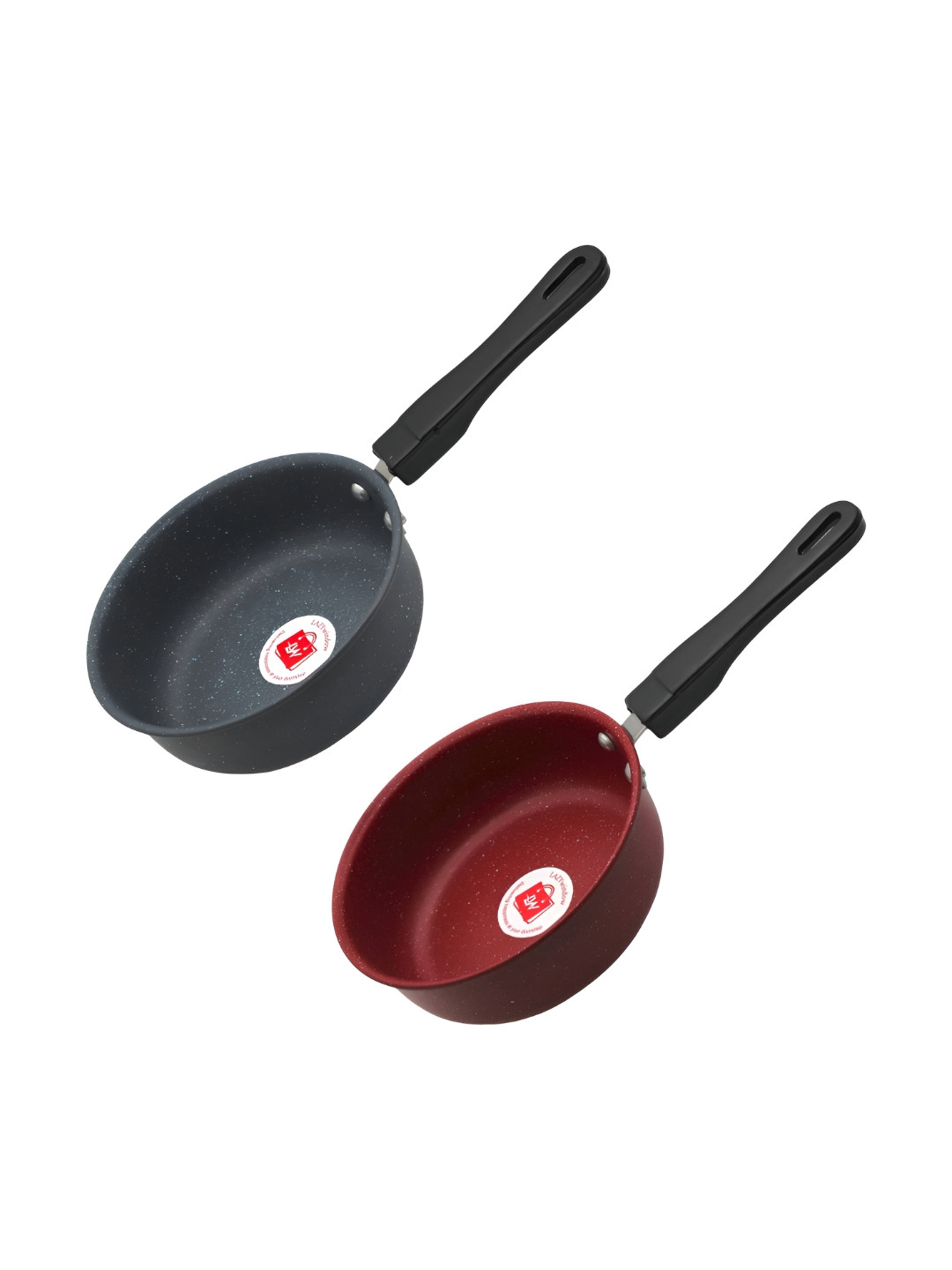 LAZYwindow 2 Pieces Grey & Maroon Nonstick Sauce Pan