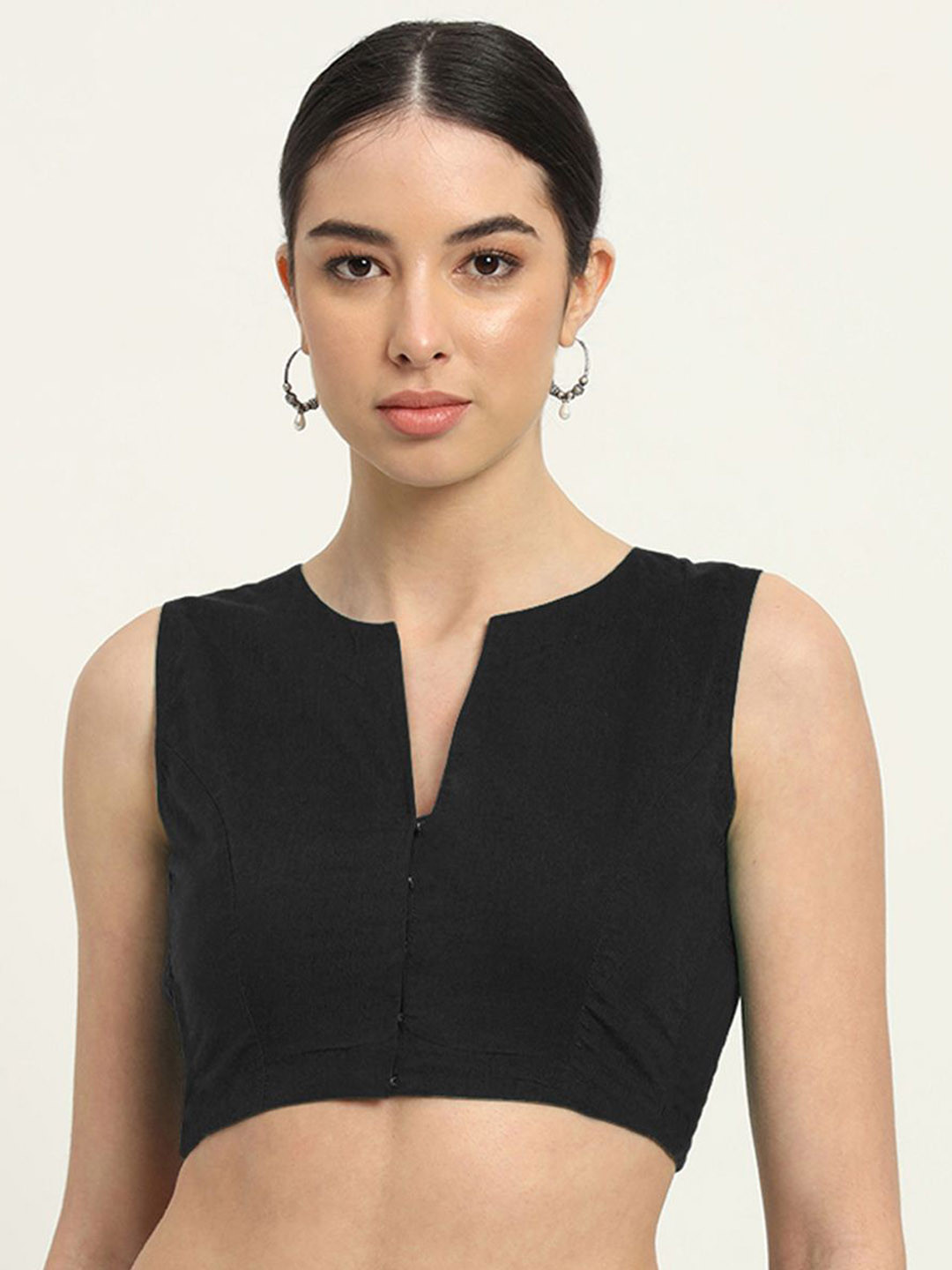 Thevasa Women Black  Modern Twist V Neck Saree Blouse