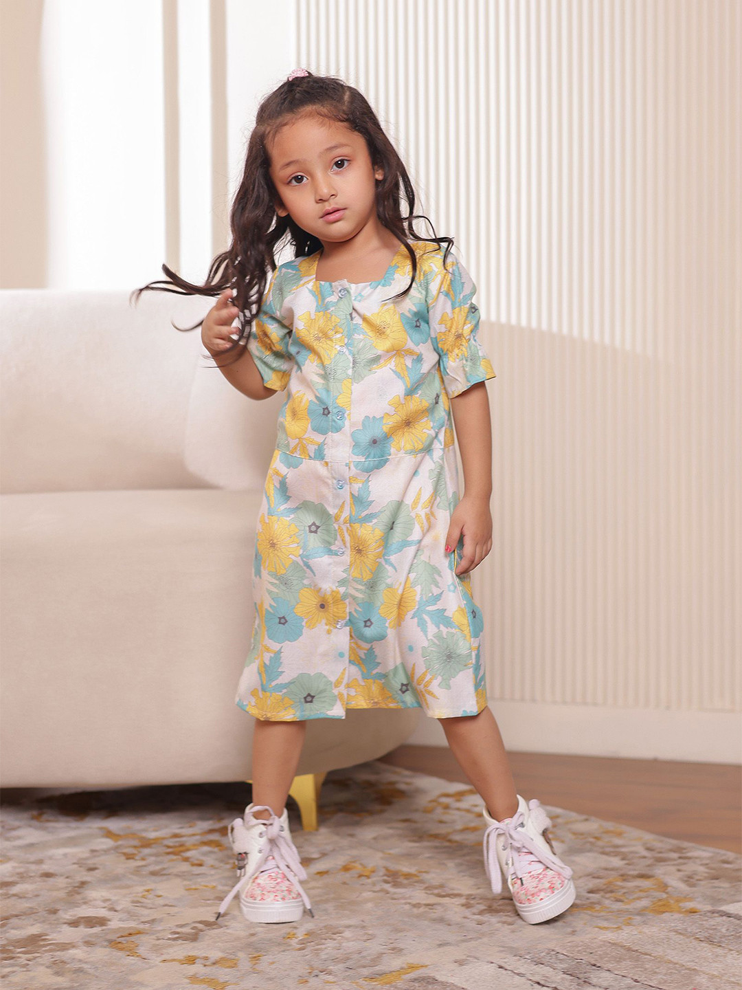 Stuffie Land Floral Print A-Line Dress