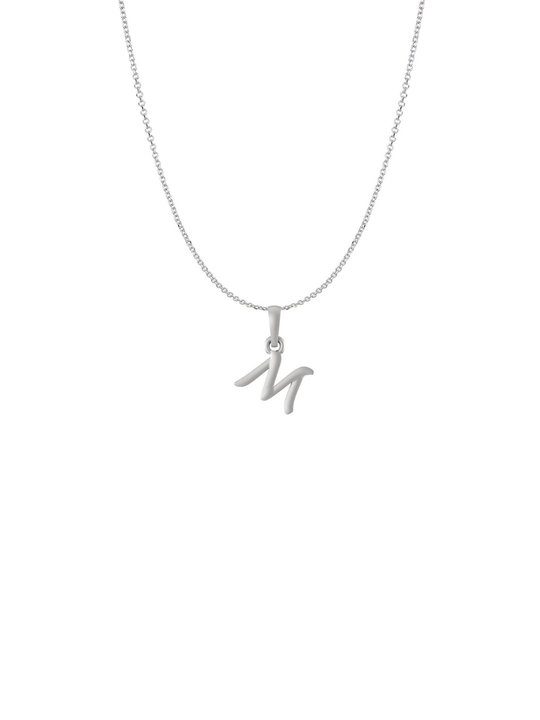 Metronaut 92.5 Sterling Silver M Alphabet Pendant With Anchor Chain