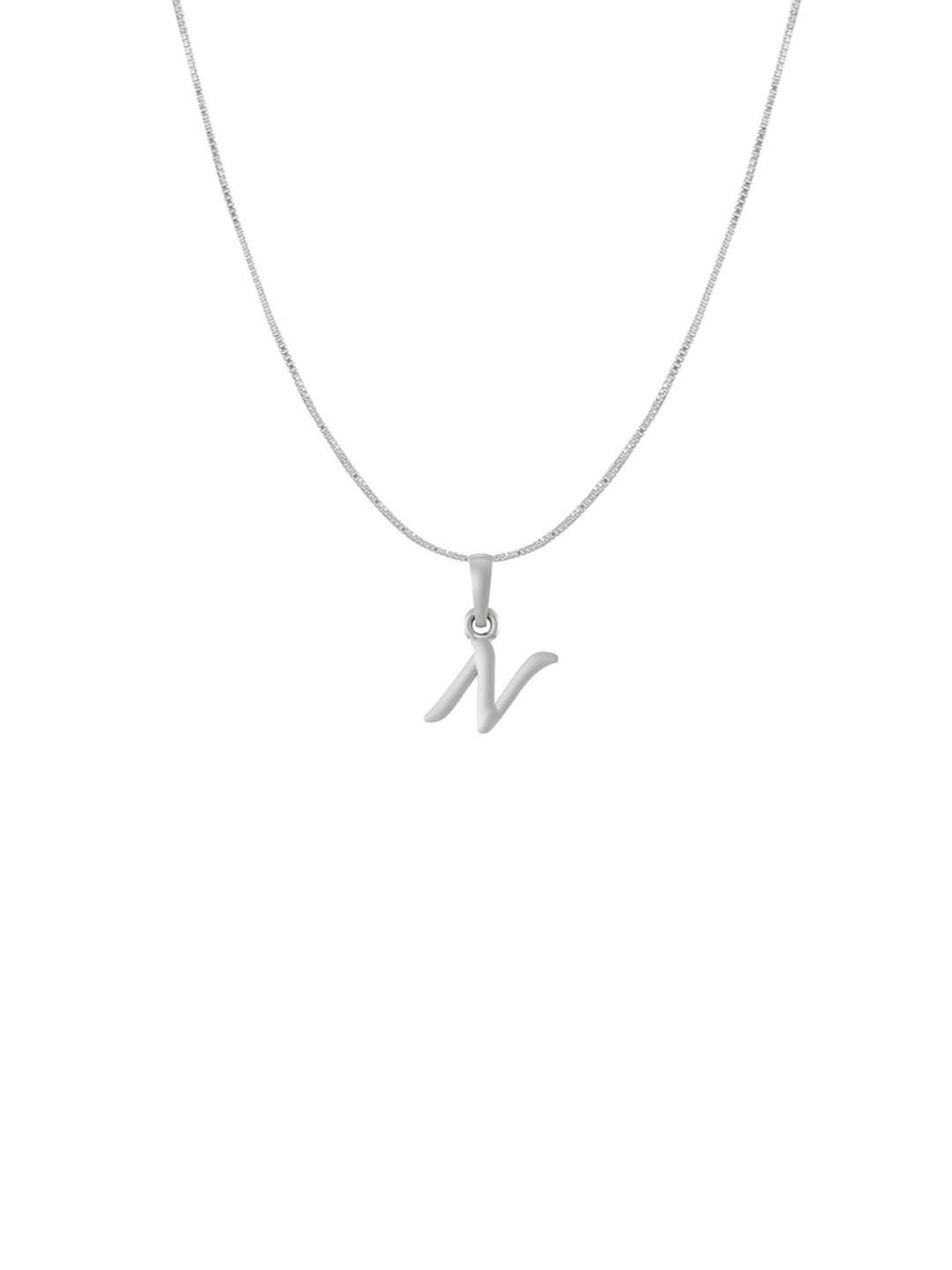 Metronaut 92.5 Sterling Silver Contemporary N Alphabet Pendant with Chain