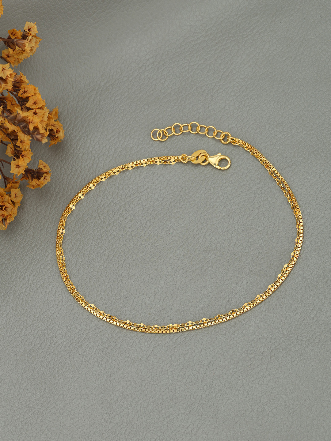 DressBerry 18kt Gold Plated Double Chain Charm Anklet