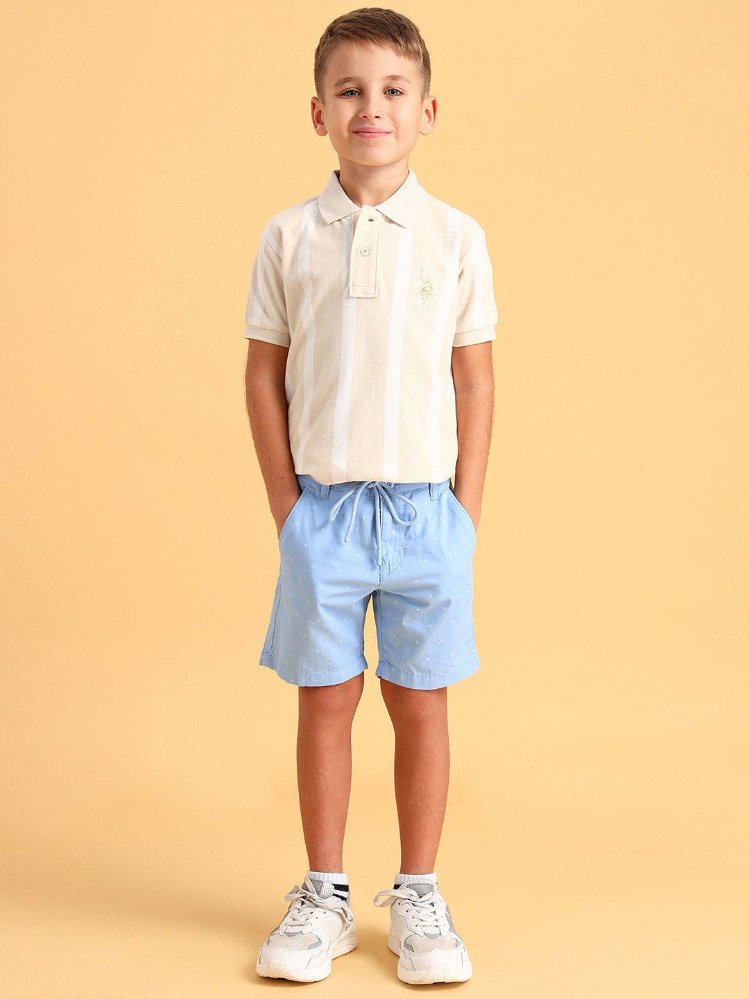 U.S. Polo Assn. Kids Boys Typography Printed Pure Cotton Chino Shorts