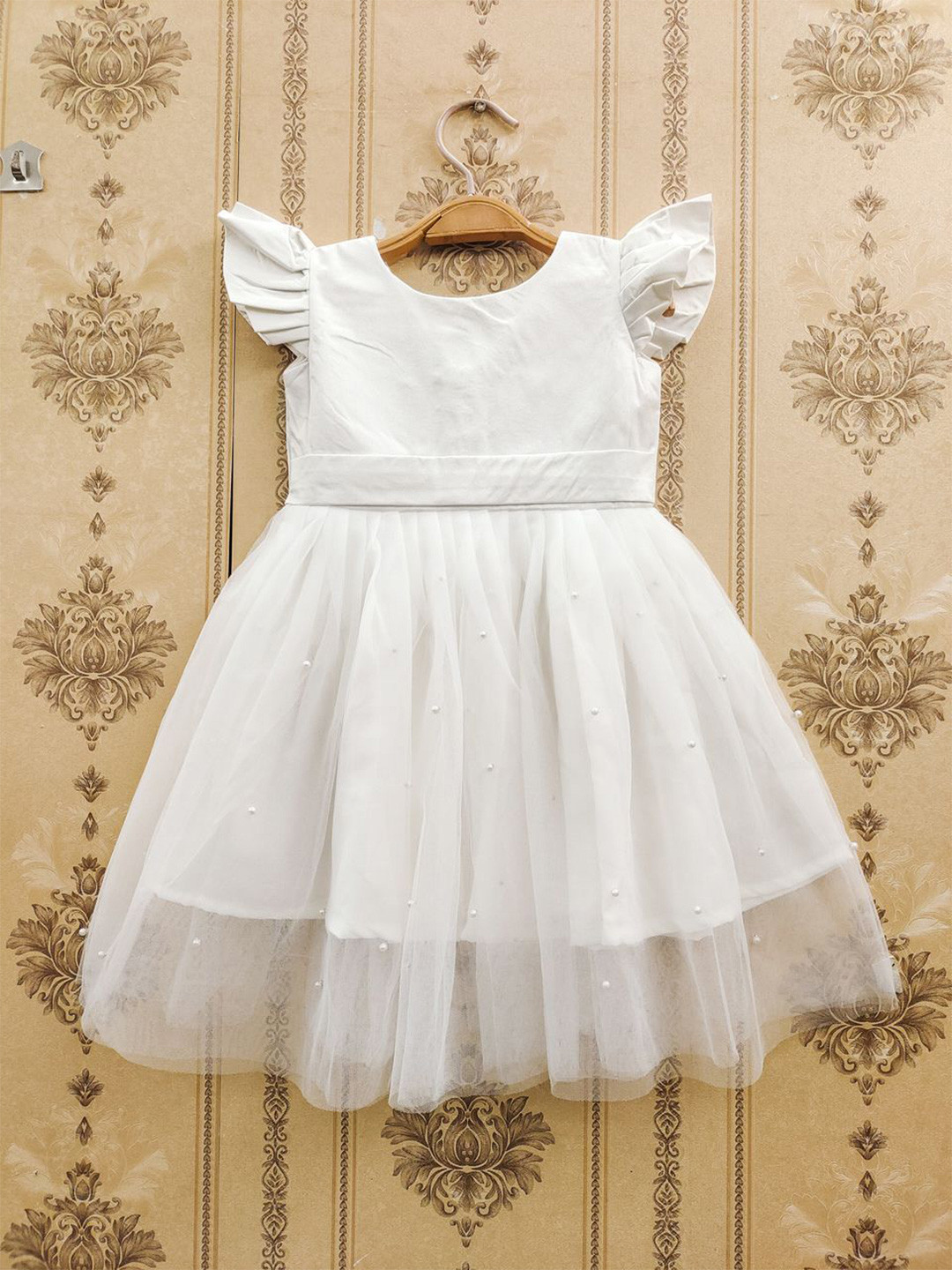 BAESD Embellished Bow Round Neck Knee Length Fit & Flare Dress