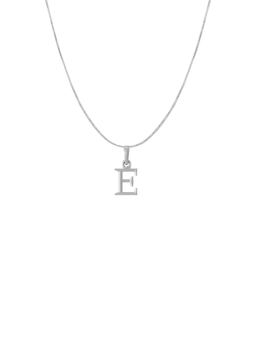 Metronaut 92.5 Sterling Silver E Alphabet Pendant with Box Chain