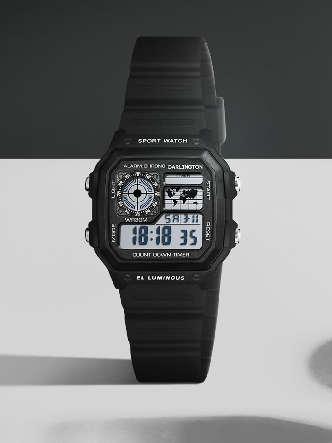 CARLINGTON Unisex Kids Dial & Straps Digital Multi Function Watch Junior 321 Black
