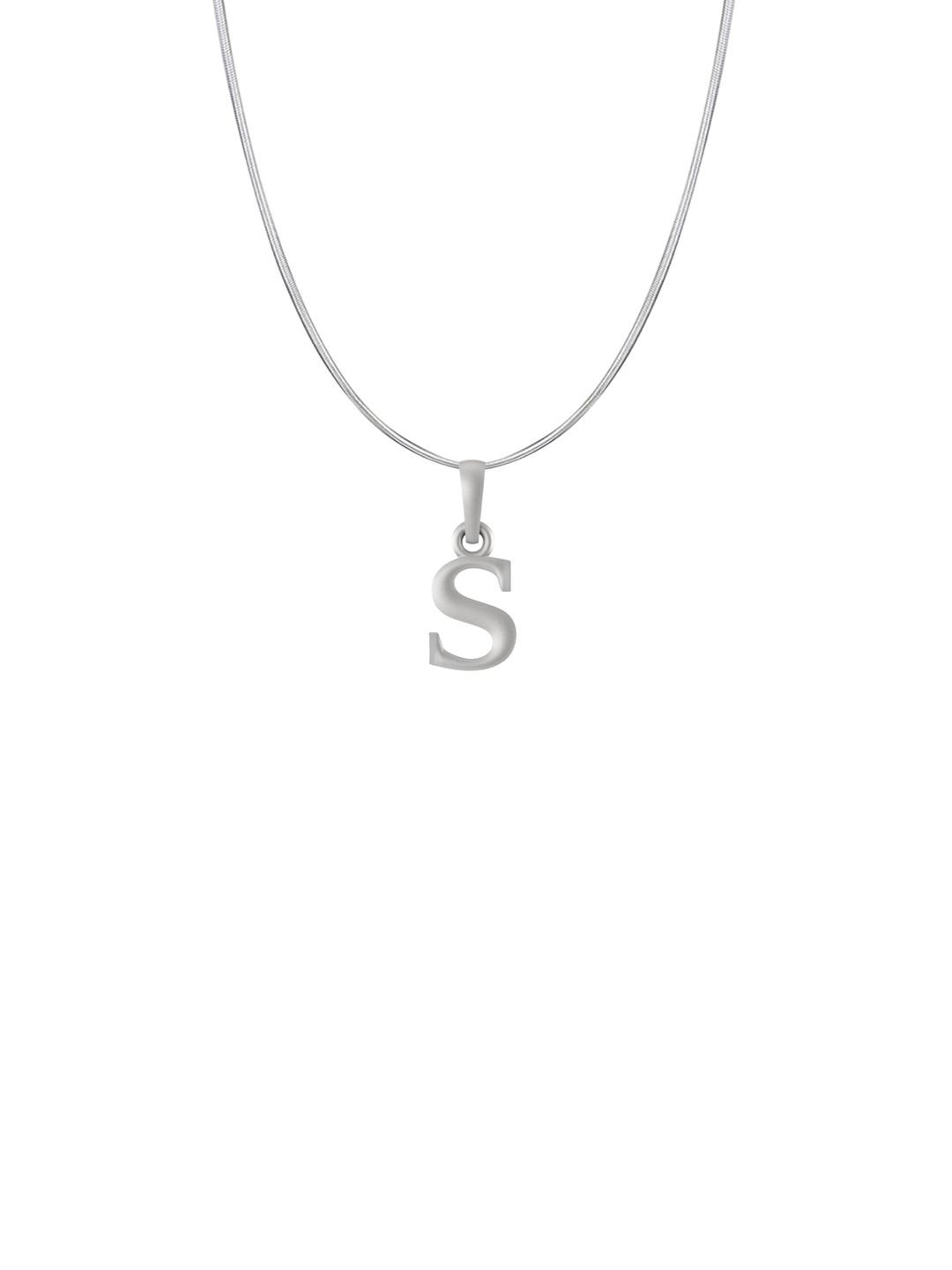 Metronaut 92.5 Sterling Silver S Alphabet Pendant With Snake Chain