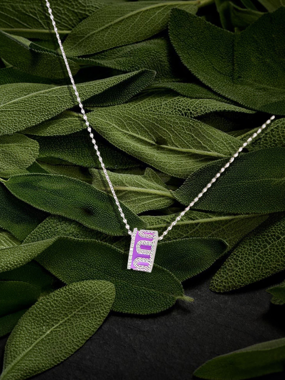 TVISVA JEWELS 925 Sterling Silver Rhodium-Plated CZ Studded Barrel Pendant With Chain