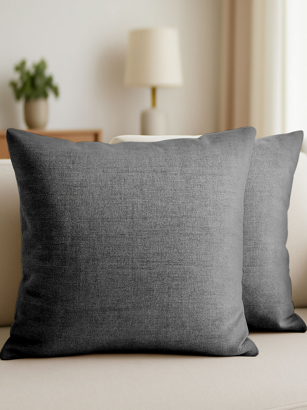 CASABLEU Black 2 Pieces Square Cushion Covers
