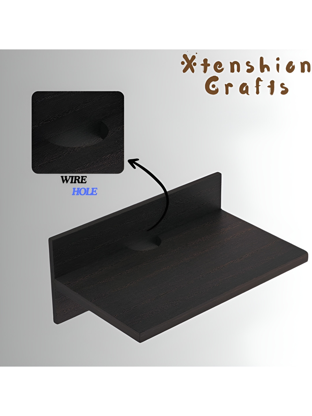 Xtenshion Crafts Black Wooden Basic Wall Shelf