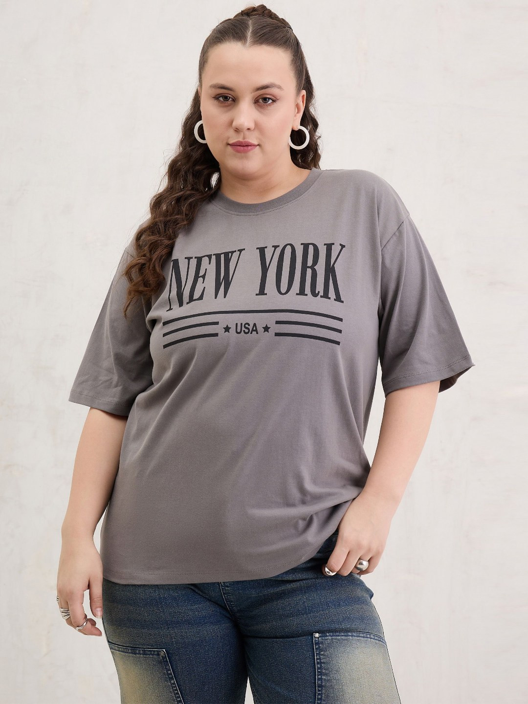 SASSAFRAS Curve Women Printed Raw Edge T-shirt