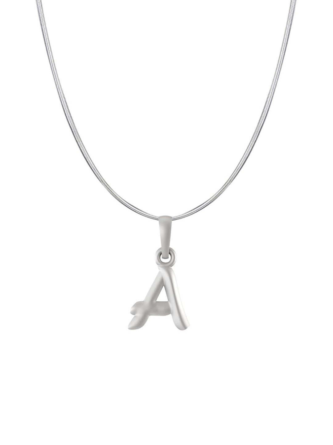 Metronaut 92.5 Sterling Silver A Alphabet Pendant With Snake Chain