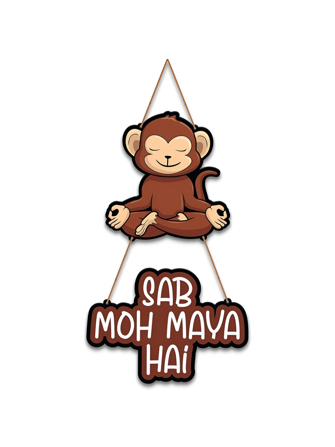Shivmaan Art Brown & White Printed Wooden Wall Hangings