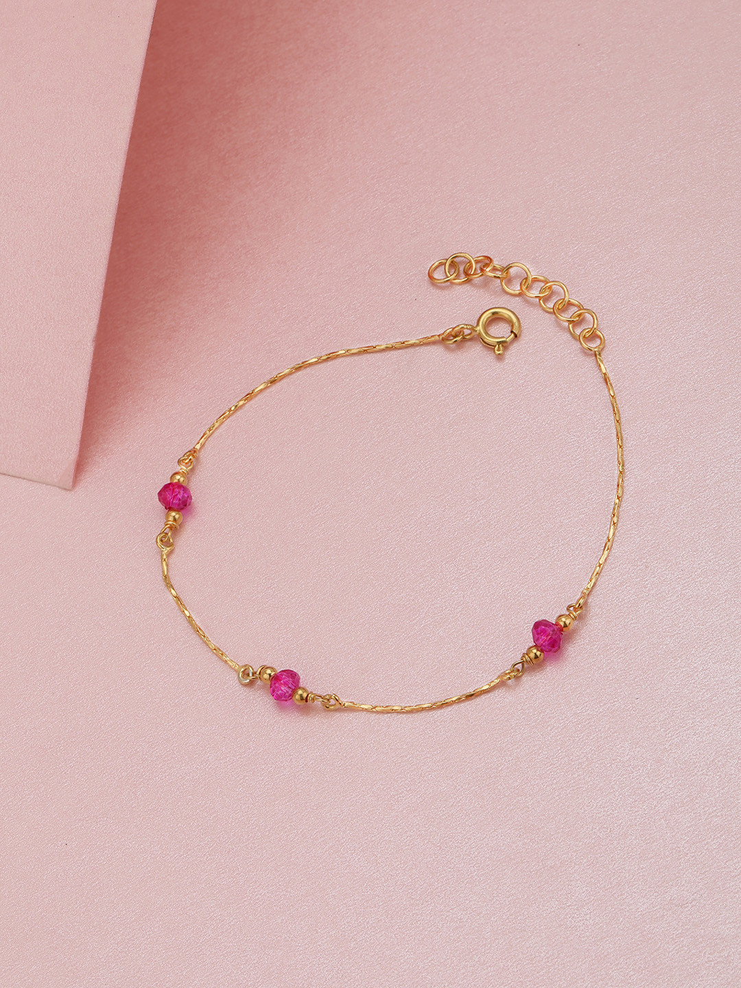 DressBerry 18kt Gold Plated with Glass Bead Charm Bracelet