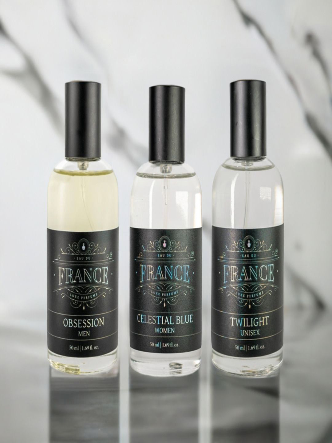 Eau DuFrance Set Of 3 Twilight, Obsession & Celestial Blue Long Lasting EDP- 50 ml Each