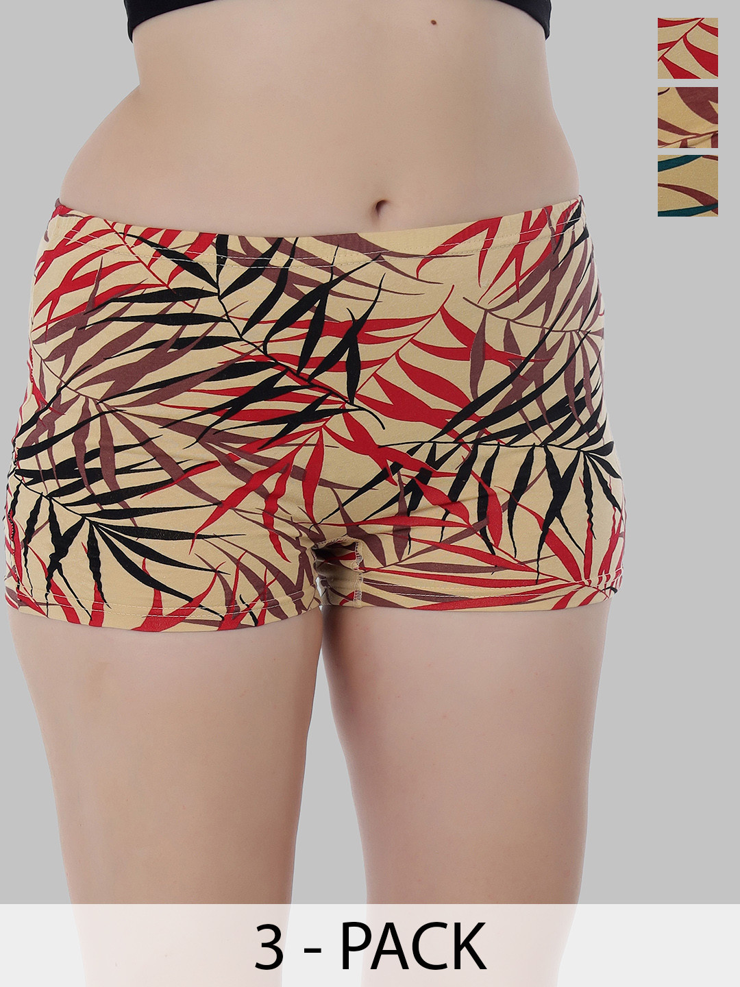 SELFCARE Pack Of 3 Printed Mid-Rise Boy Shorts Briefs SN3486