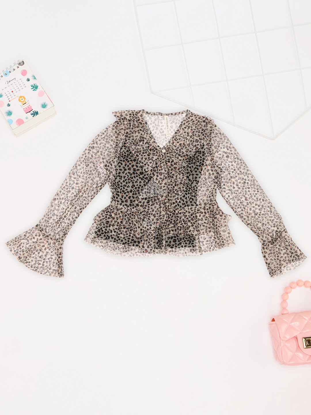 Pantaloons Junior Animal Print Bell Sleeve Top