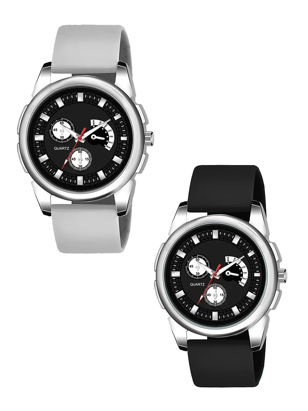 JUST LIKE Men Dial & Straps Analogue Watch 883Avio all black&black dial gray belt c-2