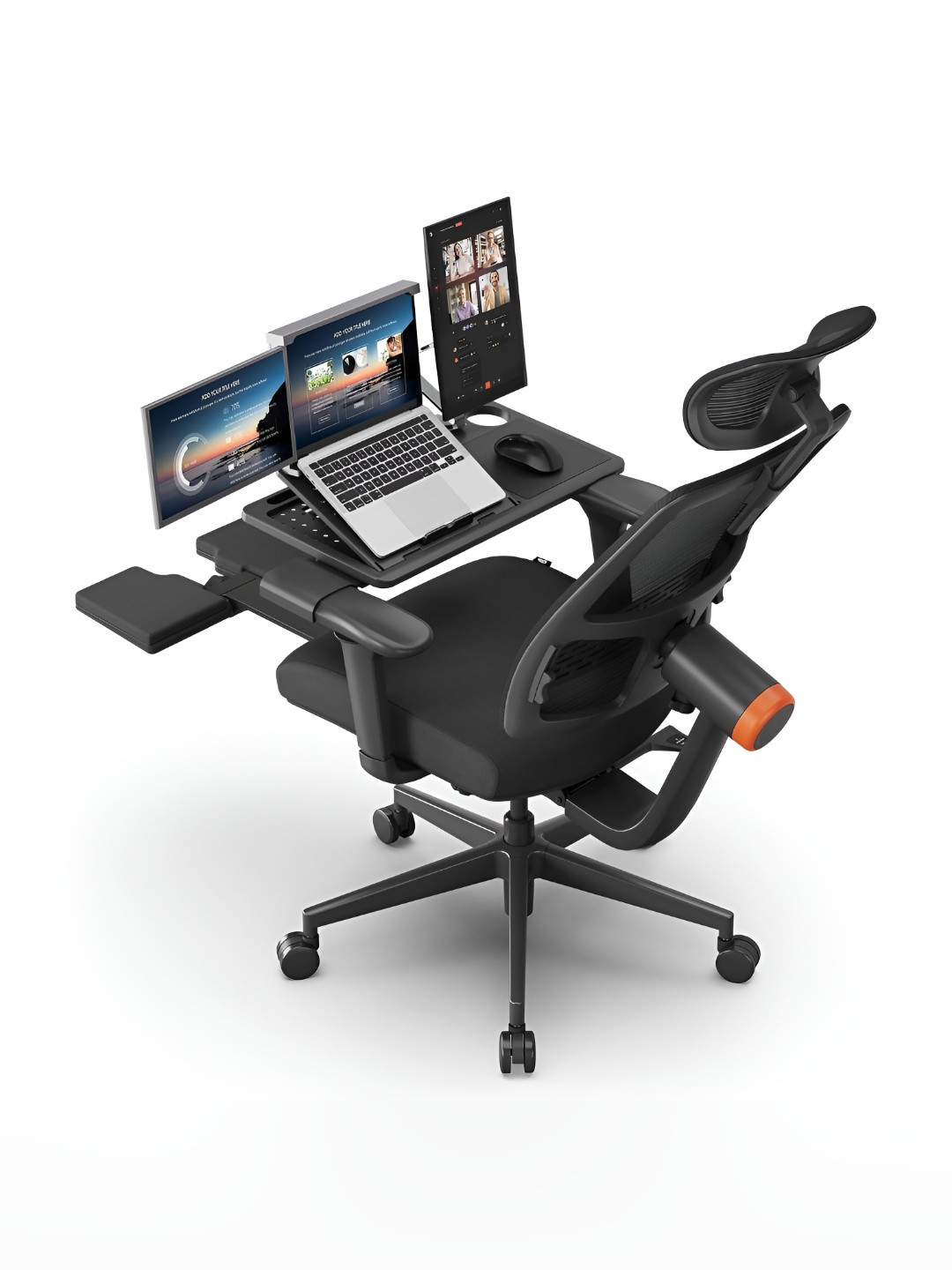 DROGO Black Study Arm Chair With Laptop Tray & 4D Armrest