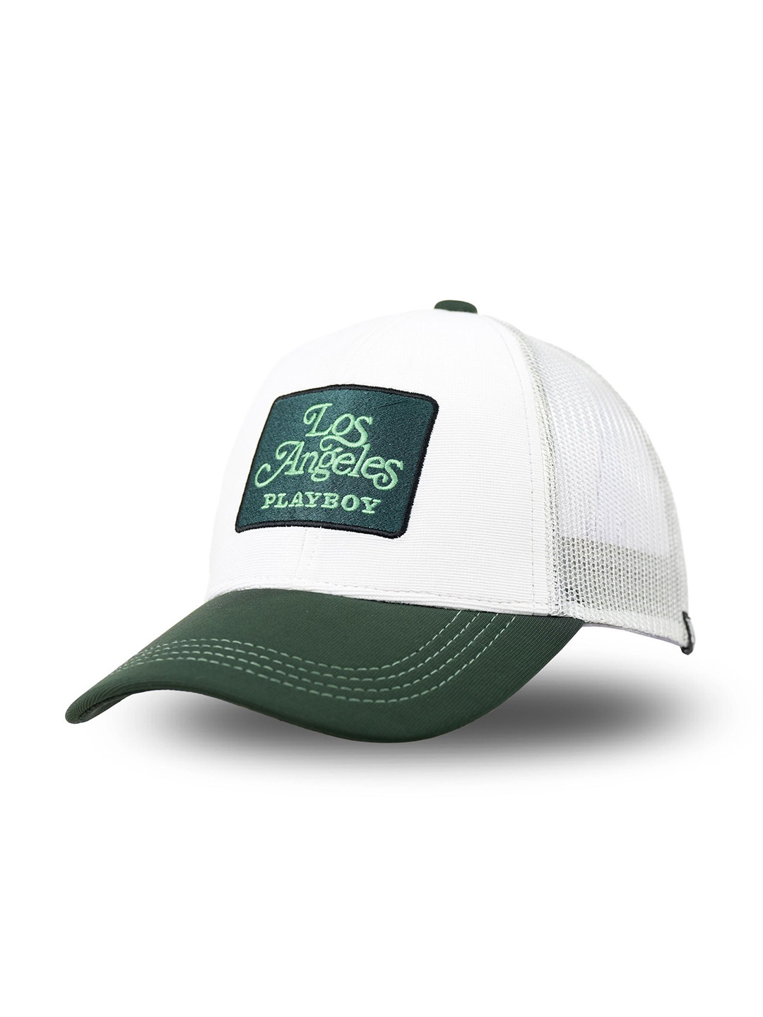 Playboy Socksxpress Men Los Angeles Embroidered White Green Trucker Cap