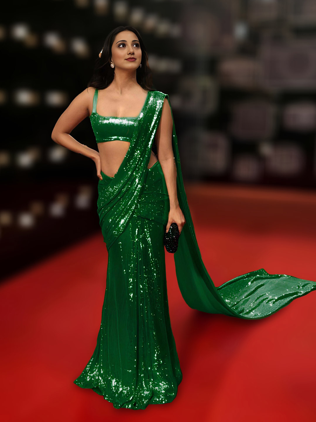 ANJANI TEXTILE Embellished Pure Georgette Heavy Work Saree